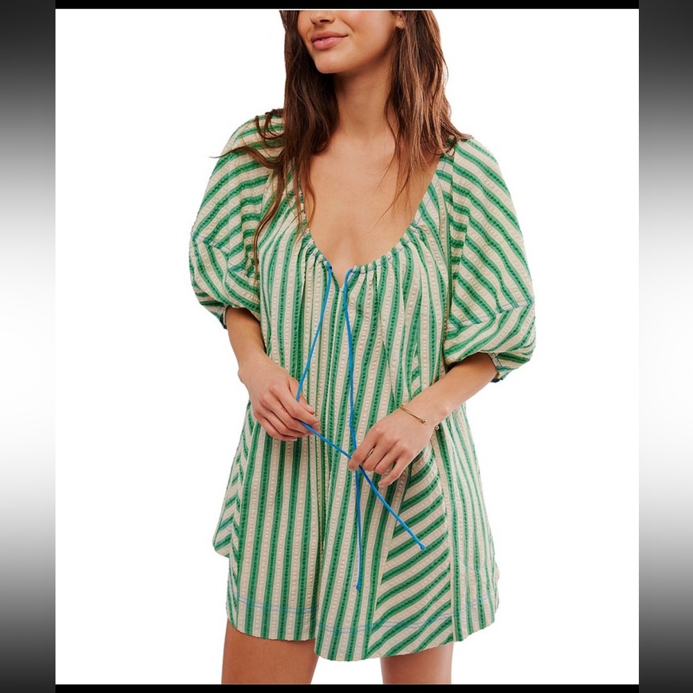 Free People Bop around romper Geeen combo size XL